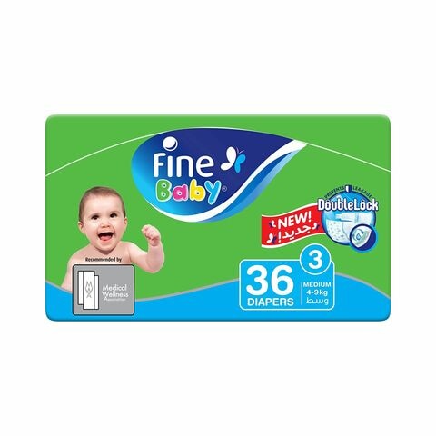 Fine Baby Fast Sorption 36 Diapers 3 Medium 4-9Kg