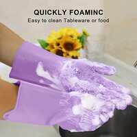 ZALCOON Dishwashing Sponge Gloves for Kitchen, Silicone Gloves Reusable Rubber Cleaning Gloves, Silicone Dishwashing Scrubber Glove