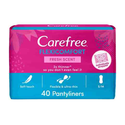 Carefree Flexicomfort Fresh Scent Panty Liners White 40 count