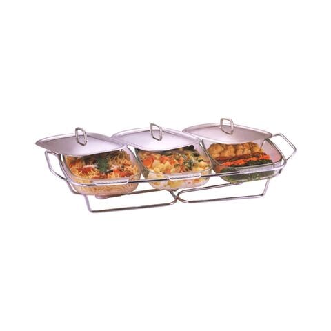 Pyrex Food Warmers With Stand 1.5L Clear 3 PCS