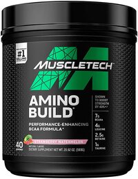 Muscletech Bcaa Amino Acids + Electrolyte Powder, Amino Build, 7G Of Bcaas + Electrolytes, Support Muscle Recovery, Build Lean Muscle &amp; Boost Endurance, Strawberry Watermelon (40 Servings)
