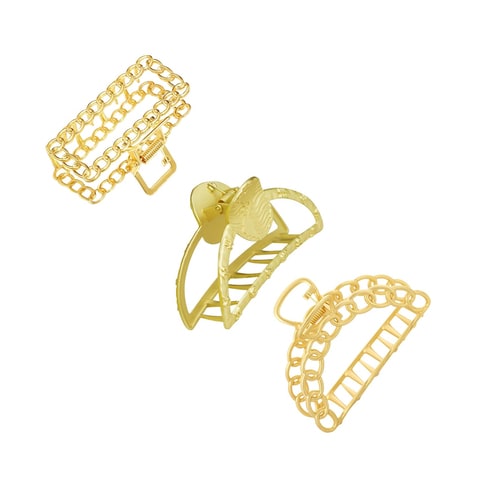 Buy Aiwanto 3pcs Gold Metal Different Design Fashion Hair Clamp