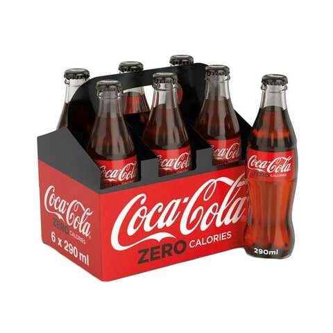 Coca-Cola Zero Calories Carbonated Soft Drink Non-Returnable Bottle 290ml Pack of 6