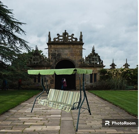 Outdoor swing shop chair with canopy