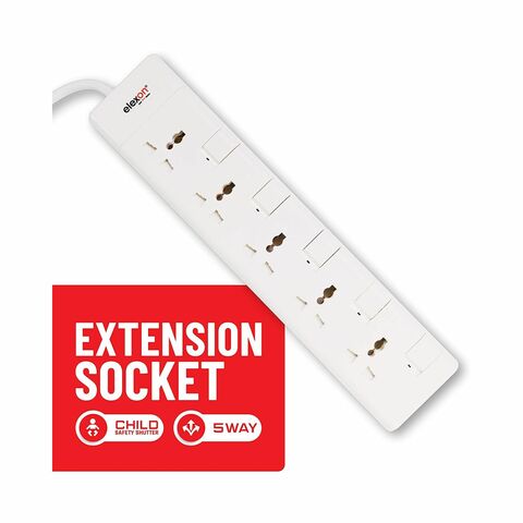Elexon 5-Way Power Extension Socket 13A El-903S White 3m