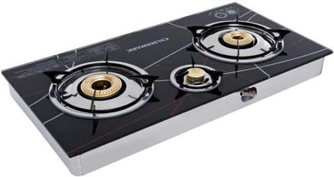 Olsenmark - OMK2197 Tempered Glass Triple Burner Gas Stove - Auto Piezo Ignition - Flame Failure Safety Device - Stainless-Steel Drip Tray