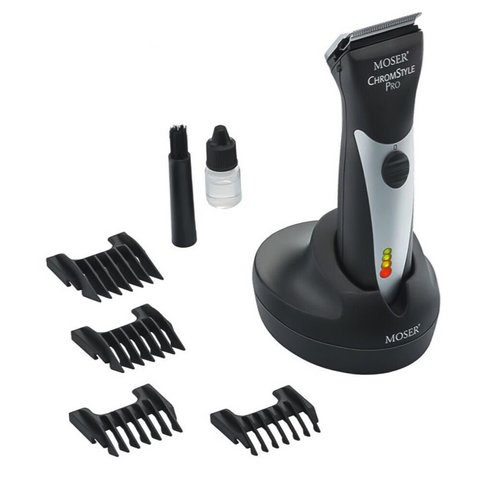 Moser Chromstyle Pro Hair Clipper (12 W, Black/Silver)