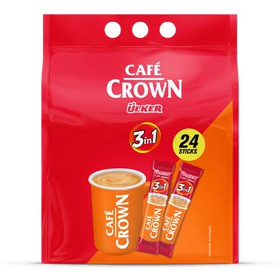 Ulker ( 1 Pack X 24 Stick ) Cafe Crown 3 in 1 Instant Coffee اولكر