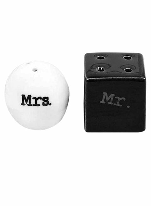 East Lady 2-Piece Mr And Mrs Salt Pepper Shakers Set Black/White