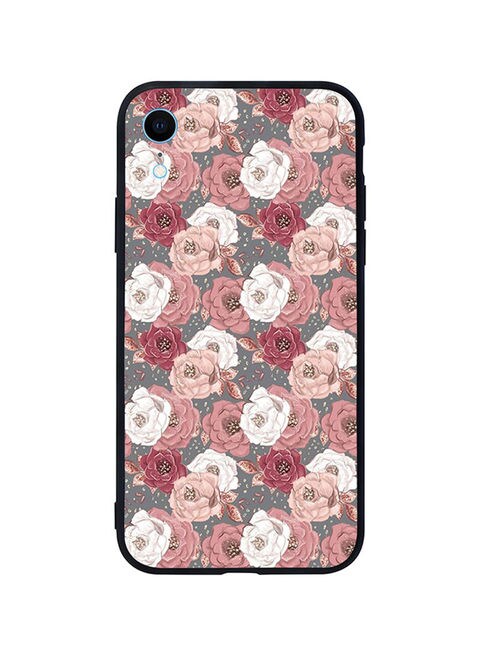 Theodor - Protective Case Cover For Apple iPhone XR Pink White &amp; Red Rose