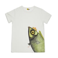 Biggdesign Pistachio Neck T-Shirt, Patterned Fish, Short Sleeve, Men&#39;s T-Shirt, Soft Cotton, Casual T-shirts, Large