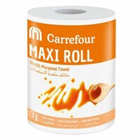 Carrefour Maxi Multi-Purpose Towel White 350 Sheets 2 Rolls