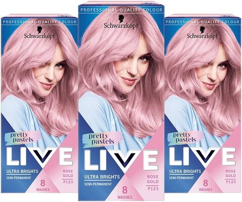 Buy Schwarzkopf Live Pretty Pastels Pink Gold Hair Dye, Pack Of 3, Semi ...