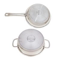 Serenk Modernist Pots and Pans Set, 3 Piece Stainless Steel Cookware Sets, Thick Encapsulated Bottom, Dishwasher Safe, Mirror Polished, Long Lasting, Induction Cookware