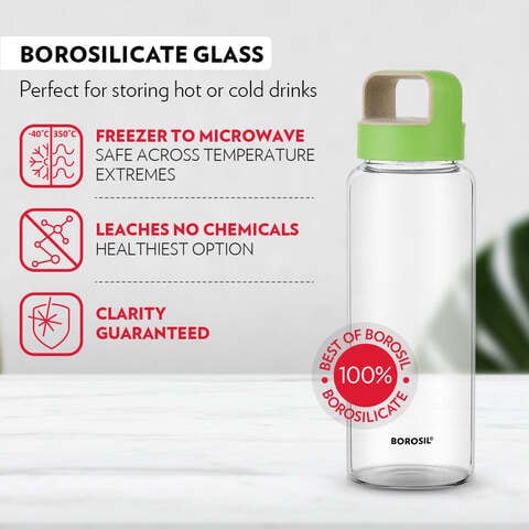 Glass Water Bottle Online - Borosilicate Glass Bottle (1L) | Nestasia