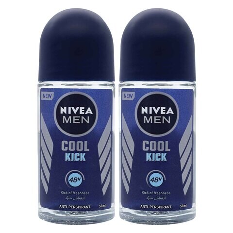 اشتري NIVEA MEN  Deodorant Roll-on for Men  Cool Kick Fresh Scent 50ml Pack of 2 في الامارات