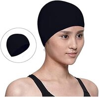 Aiwanto - 1 Pc Black Swimming Cap Waterproof Reusable Unisex Swimming Cap PU Coating Long Hair Head Hat Bath Hat Swim Cap for Women and Men for Water Sports Club Activities