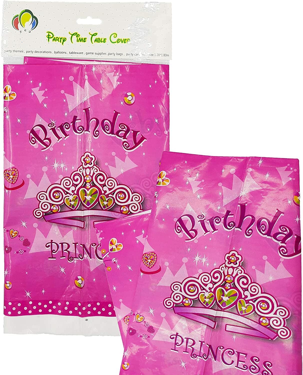 Buy Party Time 1-Piece Pink Princess Design Happy Birthday Party Tablecloth Kids Birthday Party Decoration Table Cover Party Supplies Online - Shop Stationery &amp; School Supplies on Carrefour UAE