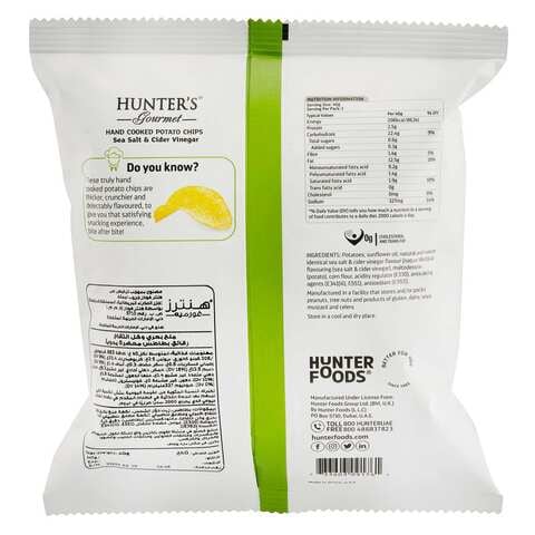 Hunters Gourmet Hand Cooked Sea Salt And Cider Vinegar Potato Chips 40g