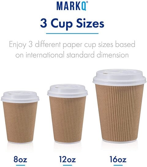 Buy Markq [50 Cups] 16 oz. White Paper Cups - Available in 4oz, 7oz, 8oz,  12oz- Disposable Hot Drinks, Latte, Cappuccino, Coffee Cups Online - Shop  Home & Garden on Carrefour UAE