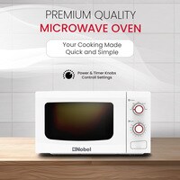 Nobel 20 Liters Capacity Microwave Oven, Knobs Control, Push Button Door Opening, 35mins Setting Time, 5 Power Levels, Cooking End Signal, Defrost Setting With 1Year Warranty NMO22M White