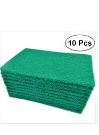 Marrkhor Pack Of 10 Green Dish Washing Sponge Scrub Cleaning Pads