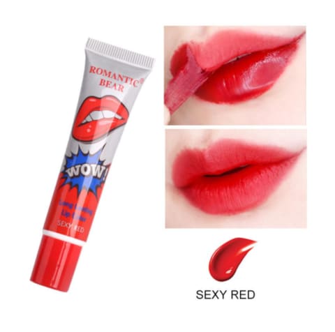 Romantic Bear Lip Stain Waterproof Long Lasting Lip Gloss(Sexy Red)