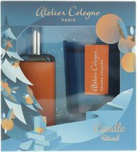 Atelier Cologne 3 Piece Gift Set: Orange Sanguine Pure Perfume 30ml + Leather Case + Candle 70g