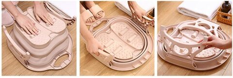 Aiwanto Pink Foot Soak Tub and Foot Massage Basket Bathroom Basket Bucket for Foot Pedicure Massage  Foot Bath Basin
