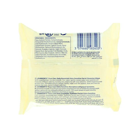 Johnson&#39;s Daily Essentials Extra Sensitive 25 Facial Cleansing Wipes