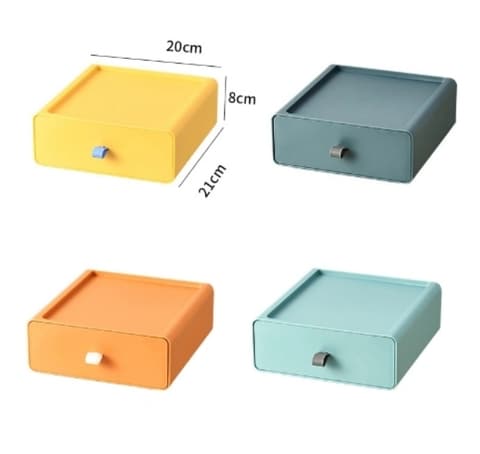 Desktop Drawer Organiser with 4 Wide Drawers Perfect for Stationery or Cosmetics Spacious and Solid Plastic Desk Storage for Stationery Practical Desk Tidy