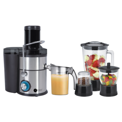 AFRA 4 In 1 Juicer, 2 Speed Settings, Pulse Function, 1.5 Litre Capacity, Glass Blender, With Meat Chopper &amp; Grinder Jar, 5 Speed Settings, ESMA, RoHS, And CB Certified, AF-800JCBK, 2 Years Warranty