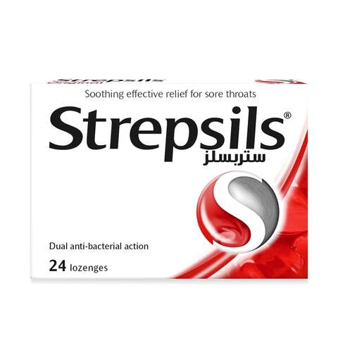 Strepsils Regular Dual Anti-bacterial Action, Effective Relief for Sore Throats, 24s