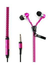 Generic In-Ear Zipper Headset With Microphone Pink