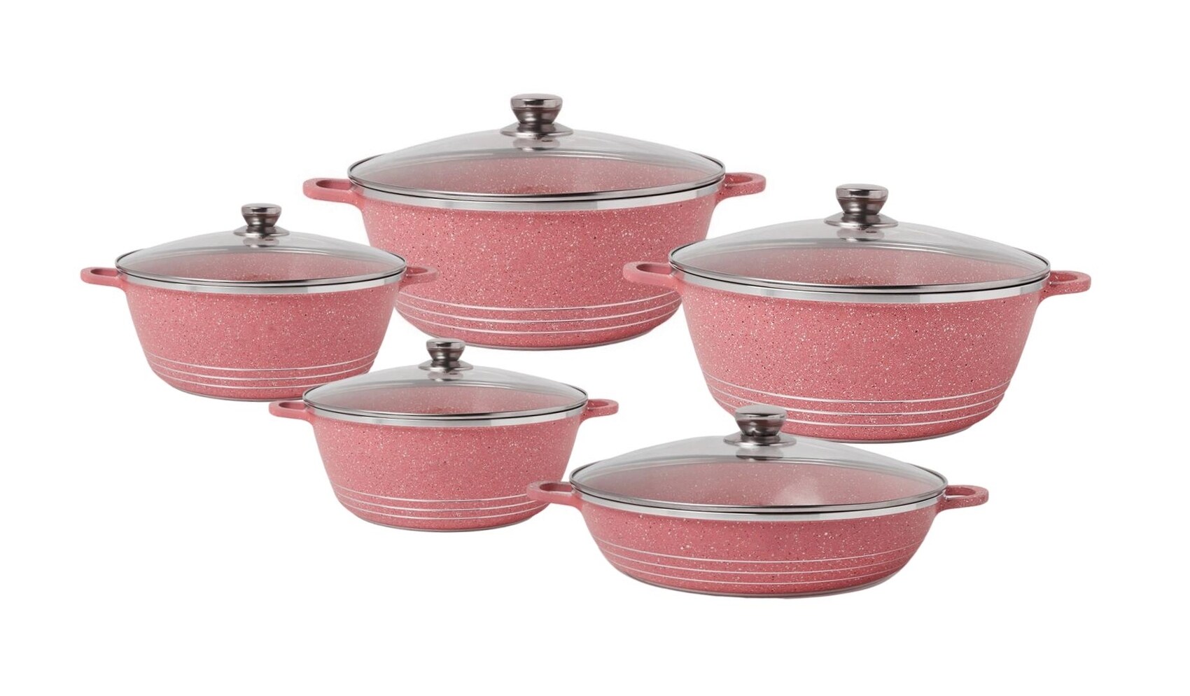Buy Dessini 10 Piece Granite Cookware Set Taffy Pink 28 Cm Online Shop Home Garden On Carrefour Uae