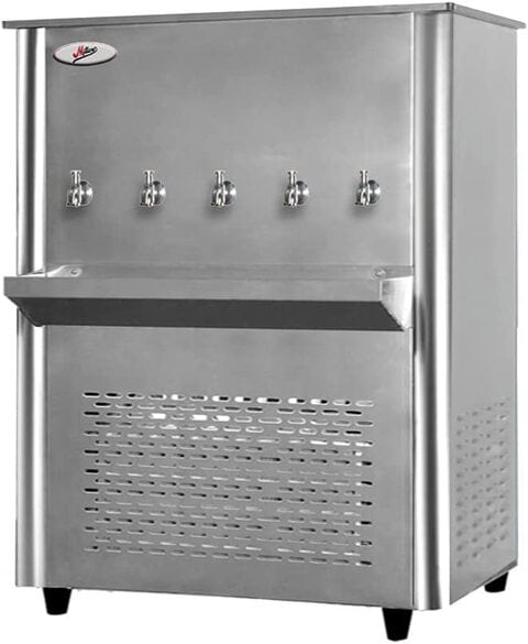Milton Water Cooler 5 Tap 100 Gallons With Full Stainless Steel Body Taps For Chilled Water With Built-in Cooling Function Color Silver Model - ML100T5D1 - 1 Year Full &amp; 5 Year Compressor Warranty.