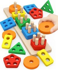 Montessori Toys for 1 2 3+ Year Old Toddlers, Educational Toys for 1 2 3 + Year Old Girls Boys ,Wooden Stacking Toys for Toddlers 1-3,Shape Sorter Toy,Color Sorting Toy,Learning Toy.