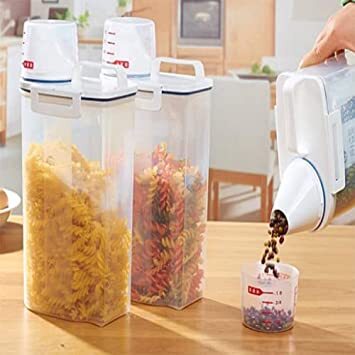 Cereal Container Food Storage Containers Easy-pour Design With Airtight  Lids Measuring Cup Bpa-free Plastic Containers For Rice Snacks Sugar Nuts  Pet