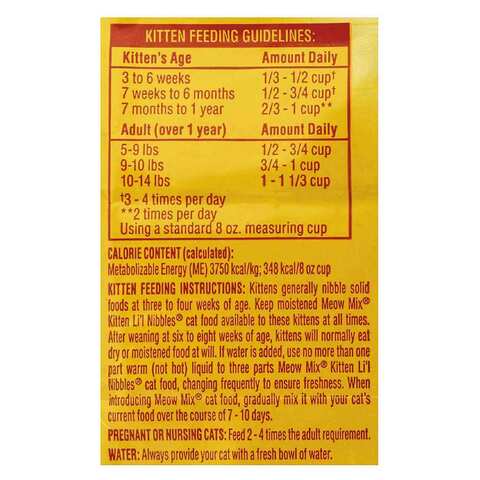 Meow mix feeding outlet chart