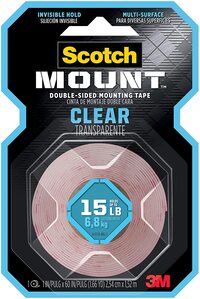 Generic Scotch-Mount Clear Double-Sided Mounting Tape 410H, 1 In X 60 In (2, 54cm X 1, 52M), 1 Roll/Pack