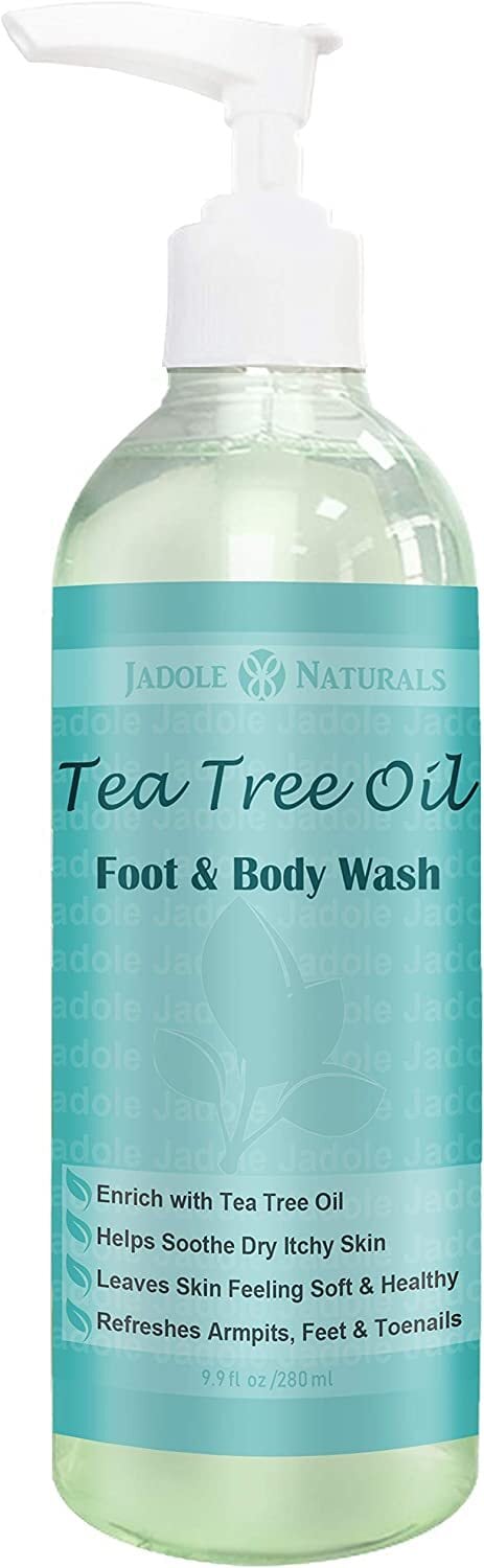 Jadole Naturals Tea Tree Body Wash Helps Nail Fungus, Athletes Foot, Ringworms, Jock Itch, Acne, Eczema &amp; Body Odor, Soothes Itching &amp; Promotes Healthy Skin And Feet