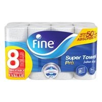 Fine Kitchen Tissue Roll Super Towel Pro 60 Sheets X 3 Ply 8 Rolls