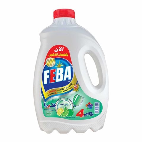 Feba Dishwashing Liquid - Green Lemon Scent - 4 Liters