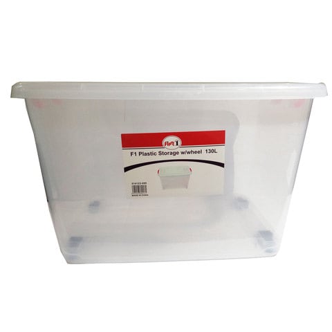 First1 Storage Box With Wheel Clear 130L