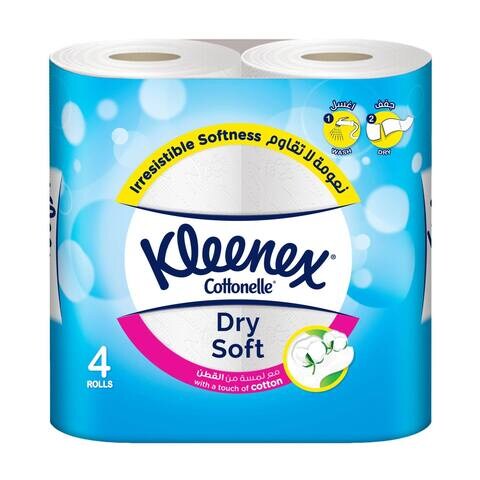 Buy Kleenex 2 Ply Toilet Paper Dry Soft Tissue 200 Sheets x4 Rolls in UAE