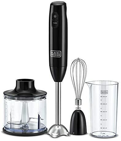 Black Decker 600W 3 In 1 Hand Blender With Chopper Black Hb600 B5 2 Years Warranty