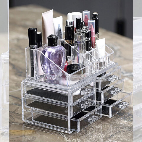 Acrylic store makeup drawers