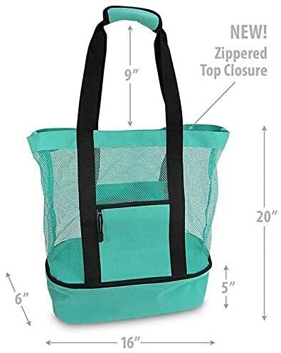 Aiwanto 2 in 1 Beach Bag Travel bag Picnic Bag Mesh Beach Tote Bag with Cooler Bag For Travel Swimming Camping(Green)