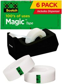 Scotch Magic Tape, 6 Rolls With Dispenser, Numerous Applications, Invisible, Engineered For Repairing, 3/4 X 1000 Inches, Boxed (810K6C38)