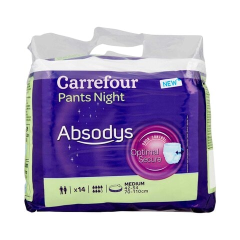 Carrefour Absodys Pants Night Adult Diaper Medium White 14 Diapers